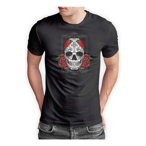 Camiseta Caveira Mexicana Lowrider Chicano Santa Muerte