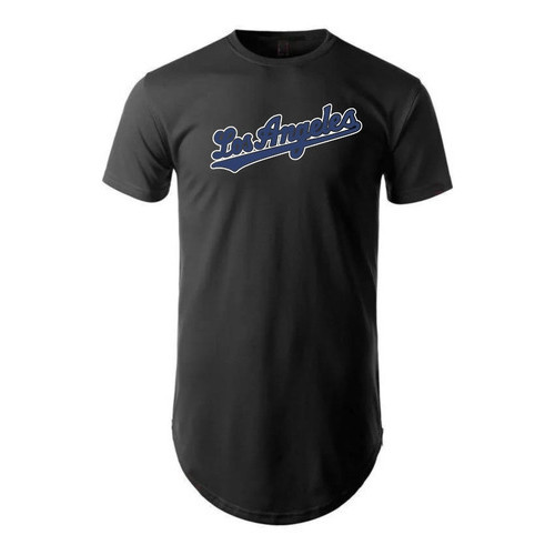 Camisas Masculinas Longline Los Angeles Dodger Malha Premium