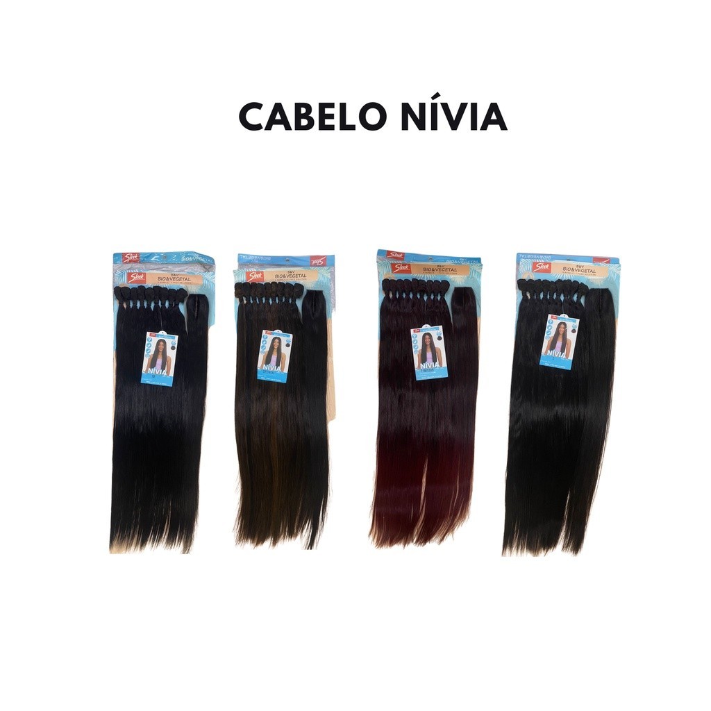 CABELO BIO VEGETAL LISO NIVIA SLEEK 75CM 320G 9 TELAS+CLOSUR