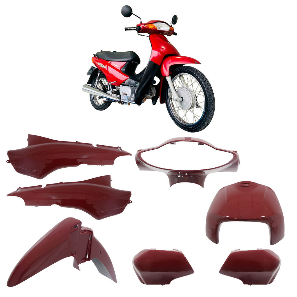 Kit Completo Carenagem Biz 100 2004 2005 Vermelho 7 Peças - Spare Parts and Accessories for Vehicles
