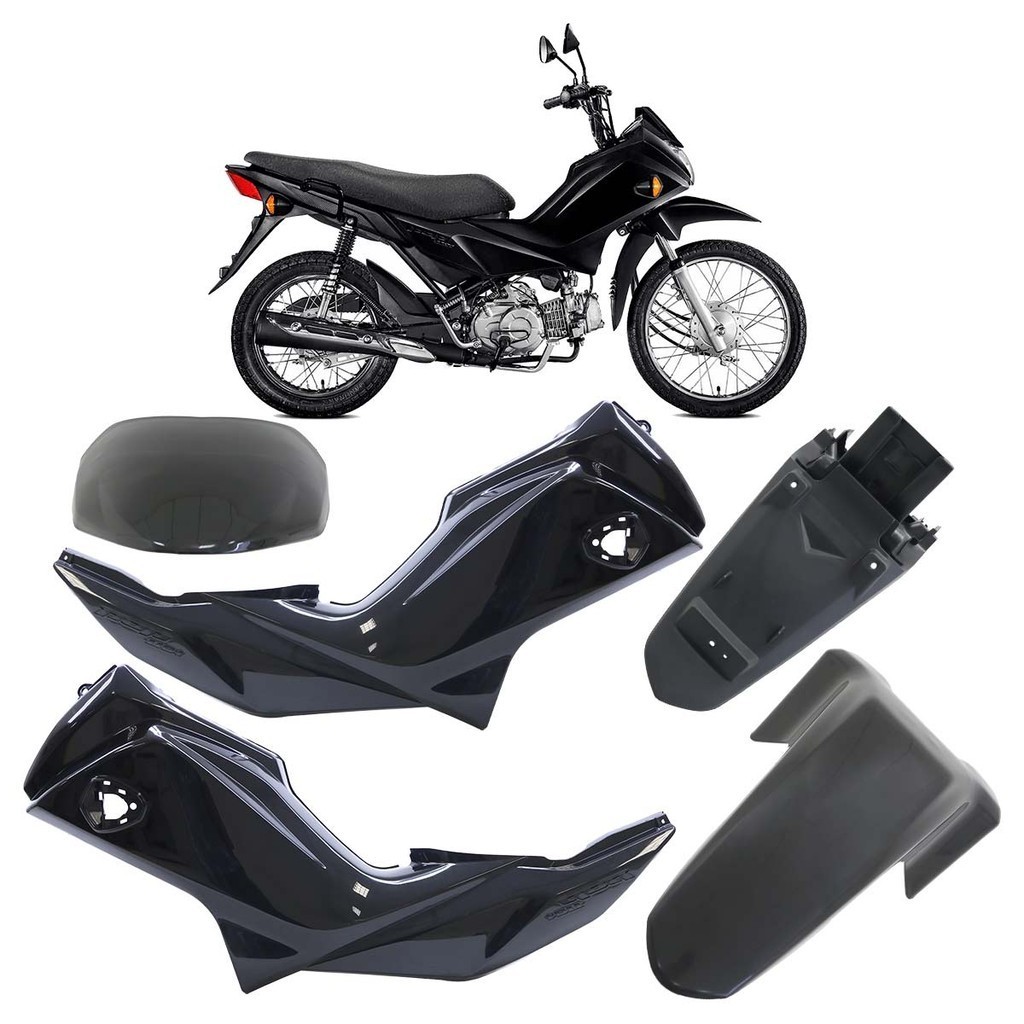 Kit Completo Carenagem Pop 110i 2016 2017 2018 2019 2020 2021 2022 Preto 5 Peças