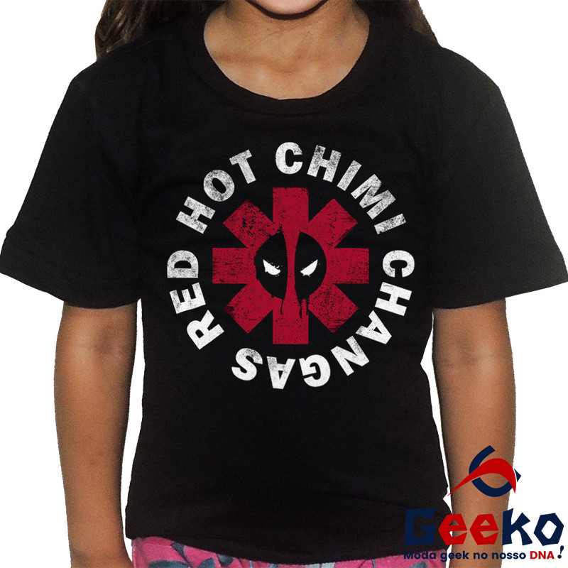 Camiseta Geek Infantil Red Hot Chimi Changas Deadpool All Geek