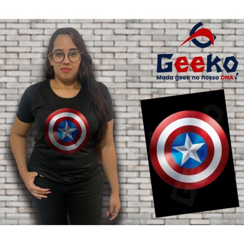 Baby Look Geek Capitão América - Captain America - All Geek