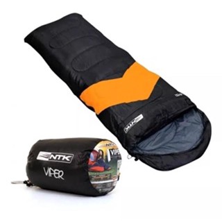 Saco De Dormir Viper Nautika 5 A 12ºc Capuz E Impermeável Preto e Laranja
