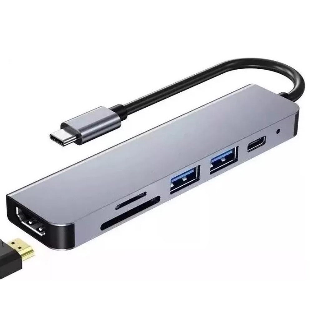 Hub Usb Tipo C 6 Em 1 Regua Extensor Dock Macbook Windows em Oferta na Shopee