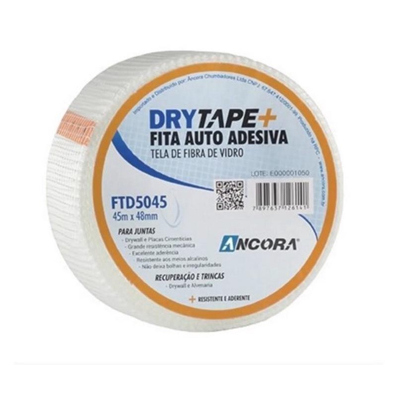Fita Telada Drywal Autoadesiva Fibra De Vidro 45mx48mm - achadinho