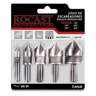 Jogo Escareadores P/ Madeira Metal Plastico 1/4 A 3/4 - 5peças