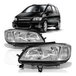 Farol Dianteiro Zafira 2001 2002 2003 2004 2005 2006 2007 A 2012 Máscara Cromada Regulagem Elétrica