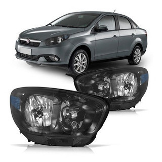 Farol Dianteiro Grand Siena 2012 2013 2014 2015 2016 Máscara Negra Lente Lisa Foco Duplo em Oferta na Shopee