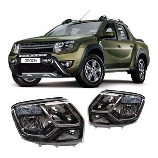 Farol Dianteiro Duster Oroch 2016 2017 Máscara Negra Foco Duplo Lente Lisa em Oferta na Shopee