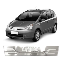 Kit Soleira Personalizada Livina 2009 2010 2011 2012 2013 2014 Aço Inox Escovado Sem Led 4 Peças