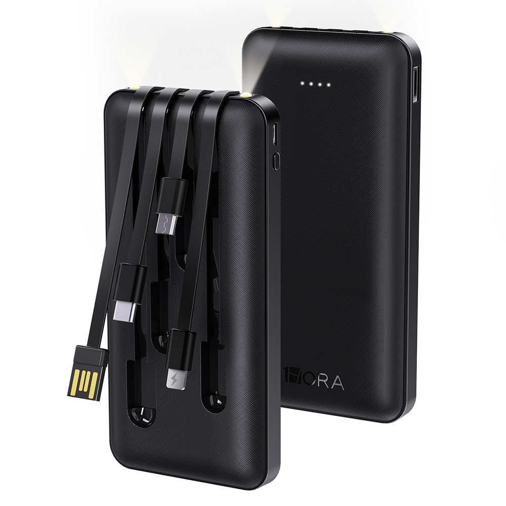 Carregador Portátil 1 Hora Power Bank com 4 Cabos Preto - Mobile & Gadgets