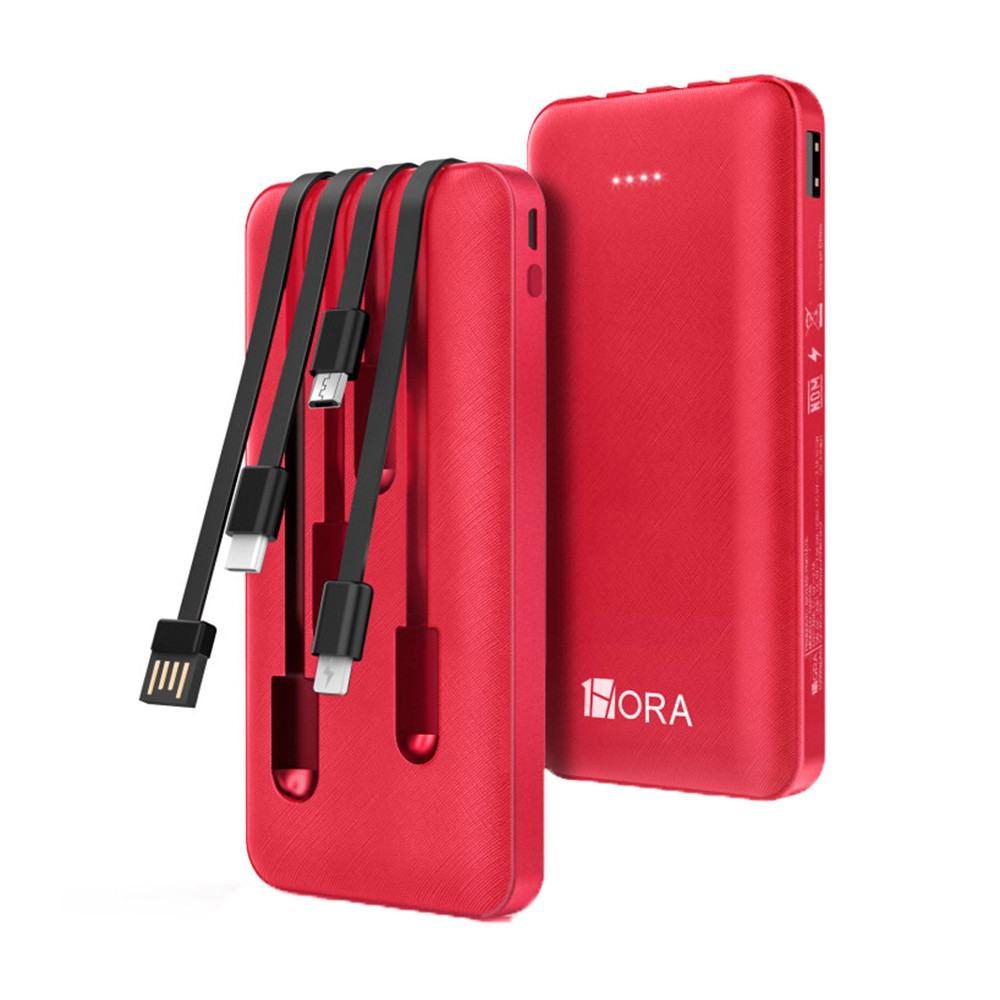 Carregador Portátil 1Hora Power Bank com 4 Cabo Vermelho em Oferta na Shopee