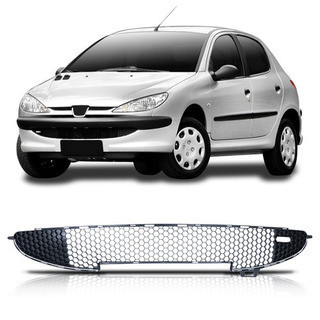 Grade Central Parachoque Dianteiro 206 2004 2005 2006 2007 2008 2009 2010 Bocão Colméia com Friso Cromado - Spare Parts and Accessories for Vehicles