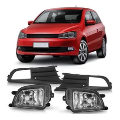 Kit Gol Voyage G6 2013 2014 2015 2016 Farol Milha Auxiliar + Par Moldura Grade Milha com Friso Cromado