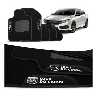 Jogo Tapete Carpete New Civic 17 E 18 Preto Com Grafia em Oferta na Shopee