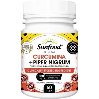 Cúrcuma + Pimenta Negra Curcumina 95% e Piper nigrum 20% 1000mg 60 cápsulas - Sunfood