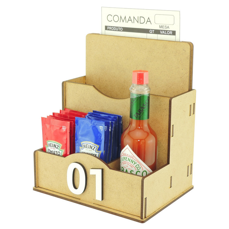 20 Porta Comanda de Mesa Sachê Guardanapo Temperos Numerados Crú