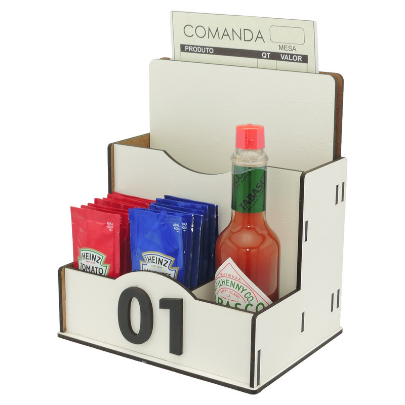 30 Porta Comanda de Mesa Sachê Guardanapo Temperos Numerados Branco