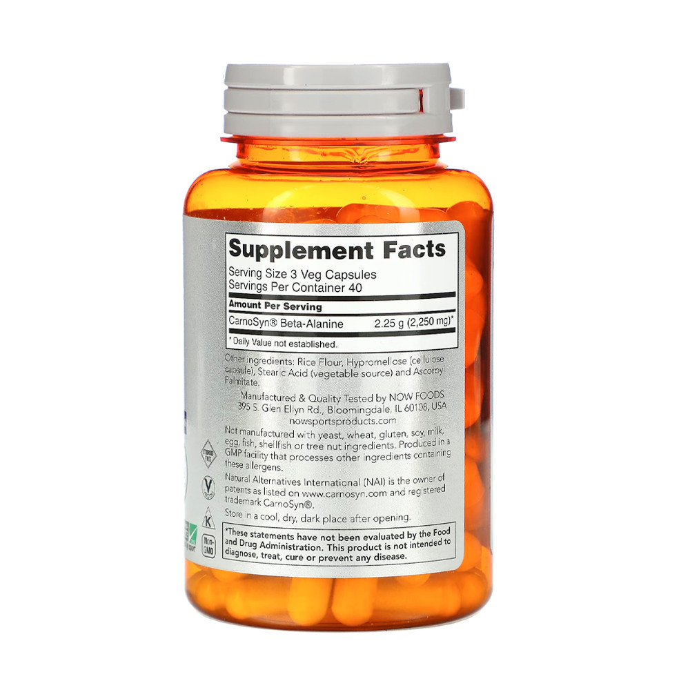 Detalhes do Beta-Alanina 750mg Now Foods 120 Cápsulas Importado