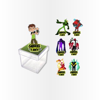 12 Apliques 3d para Caixa Acrilica 5cm Aplique Tag Topper Kit Festa Infantil 3d Tubete Personalizado Lembrancinha Caixinha Latinha tubetes Ben 10