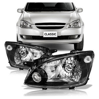 Farol Dianteiro Classic 2011 2012 2013 2014 2015 2016 Máscara Negra Lente Lisa - Spare Parts and Accessories for Vehicles