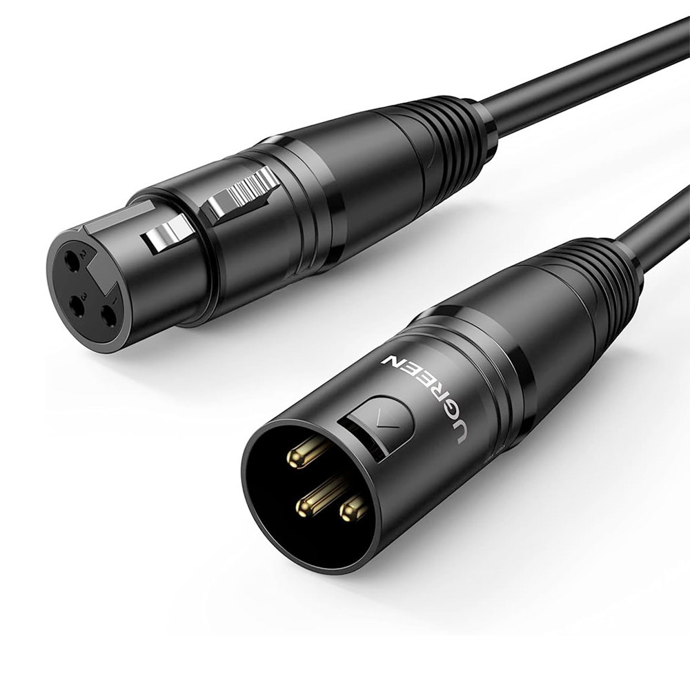 Cabo Xlr Ugreen Macho/Fêmea para Microfone 1 Metro Preto - Audio