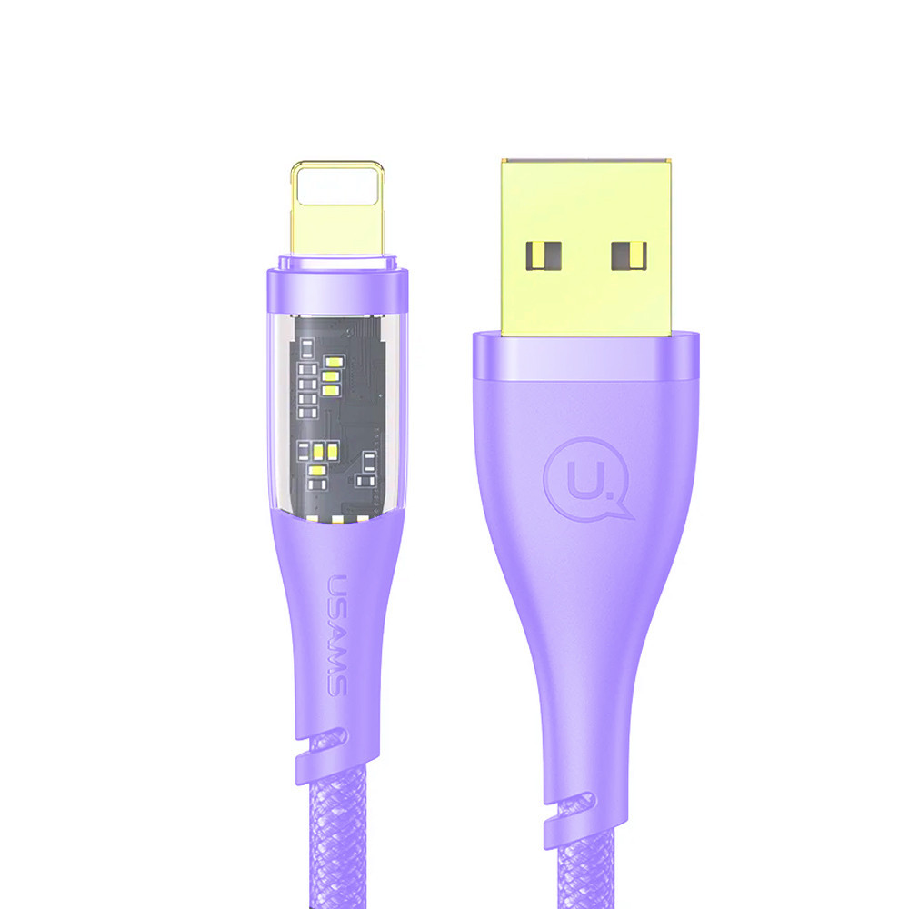 Cabo Usb Usams Usb A pra Lightning 2.4A 1.2Metro Púrpura em Oferta na Shopee