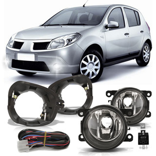 Kit Par Farol Milha Auxiliar Sandero 2007 2008 2009 2010 + Par Suporte Milha Botão Universal em Oferta na Shopee