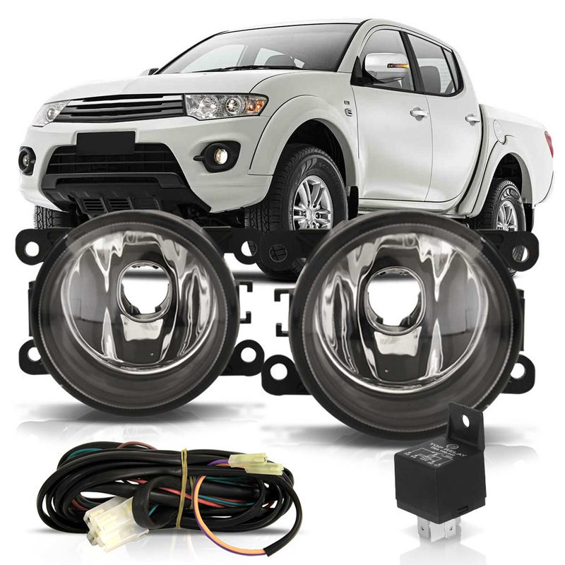 Kit Farol De Milha Auxiliar Mitsubishi L200 Triton 2013 2014 Botão Universal