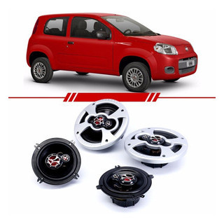 Kit Alto Falantes Triaxial 5X5,5 6 Baixo Polegadas Foxer KFT038A Palio 2013 2014 2015 2016 Uno Evo com Moldura Prata