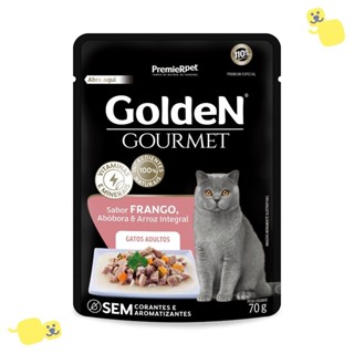 Kit 20 unidades Sachê Golden Gourmet Alimento Gatos Adultos Frango, Abóbora e Arroz Integral 70g em Oferta na Shopee