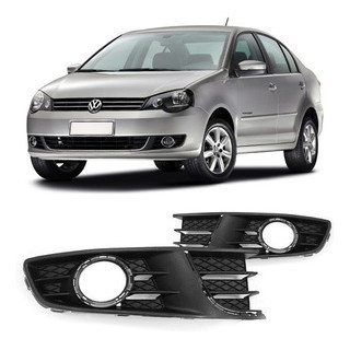 Grade Moldura Farol Milha Polo 2012 2013 2014 Preta com Furo Milha