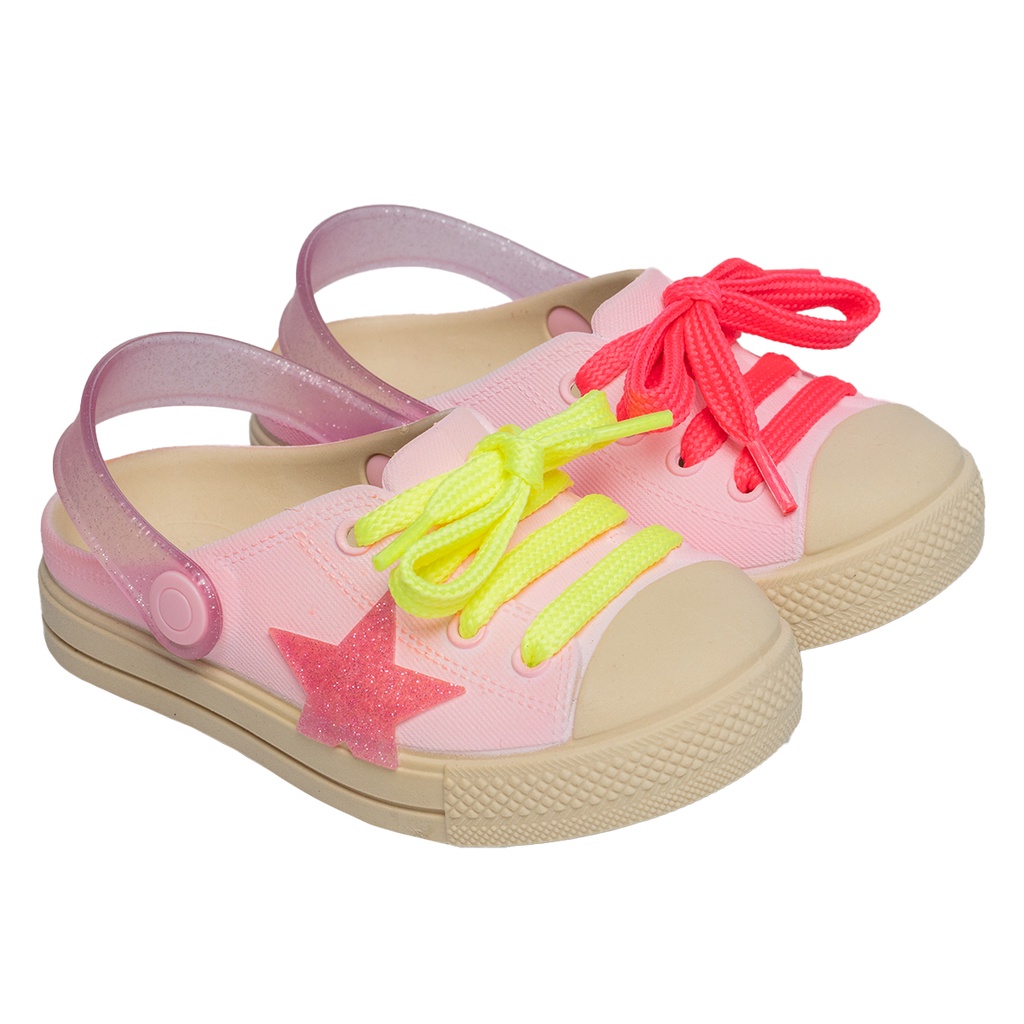 Sandalia Babuche Infantil Rosa Menina Fashion Star Confortavel Estrela