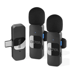Microfone de Lapela Boya By-v20 p/Android Porta Usb C Preto