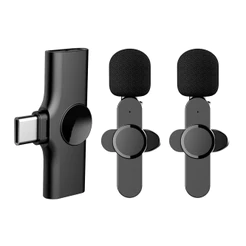 Microfone Lapela SemFio Vimai p/Dispositivo Usb-C 2.4G Preto