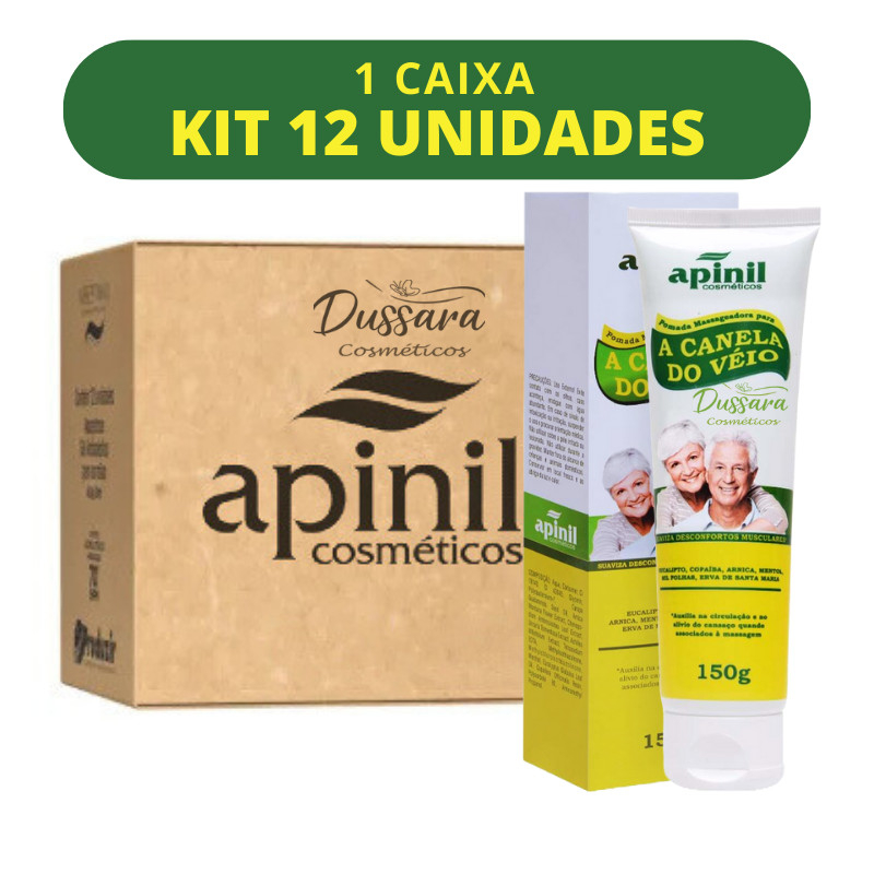 kit 12 Pomada Massageadora Canela de Velho - 150g - Apinil - Alívio do Cansaço Muscular em Oferta na Shopee