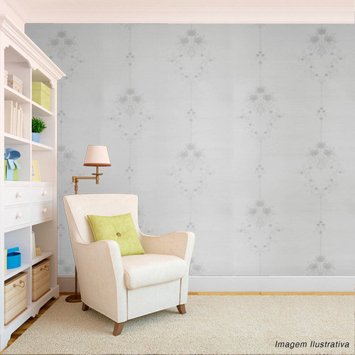 Papel De Parede Branco Cinza Desenho Floral Rolo 93cm X 17,8 em Oferta na Shopee