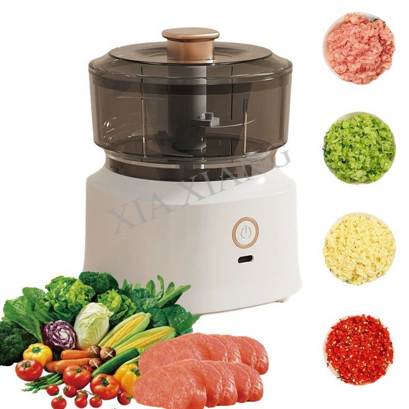 Mini Processador Elétrico de Alimentos Portátil com 3 lâminas de aço inox 350 ml-Adequado para alho, pimenta, carne