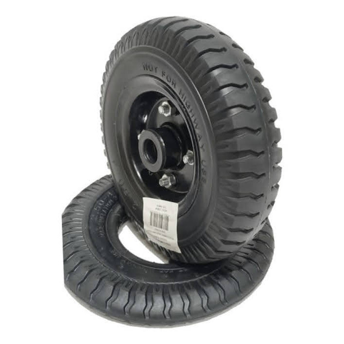 Pneu Completo Uso em Carrinho de Mão e Armazém Maciço 2.50-4 Furo 7/8" Com Roletes