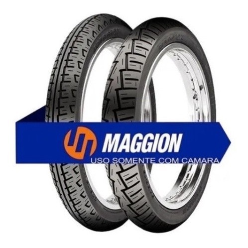 Par Pneus Biz/pop 80/100-14 E 60/100-17 Maggion Modelo Winner Uso Com Câmara Top de Linha