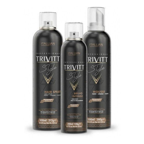 Kit Com 3 Produto Para Penteado Profissional Trivitt Style
