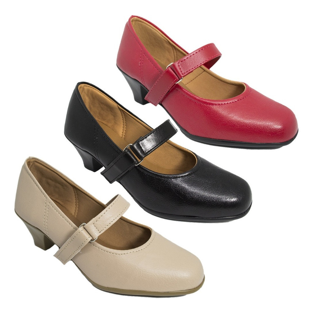 Sapato Social Salto Baixo Preto Nude Vermelho Branco Azul