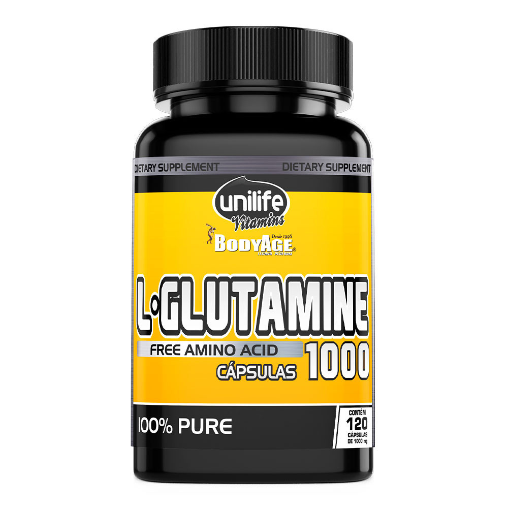 L-Glutamina Pura 1000mg Unilife 120 Cápsulas