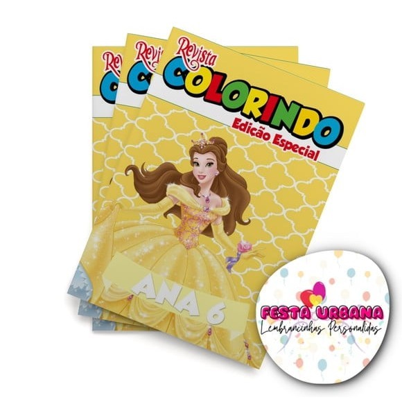 Livrinho para colorir A Bela e a Fera Revistinha de colorir Lembrancinha personalizada Festa infantil Atividades para Pintar