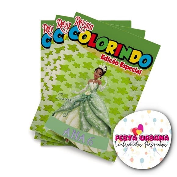 Livro de Colorir A Princesa e o Sapo | Kit Colorir com Giz | Lembrancinha Festa Infantil