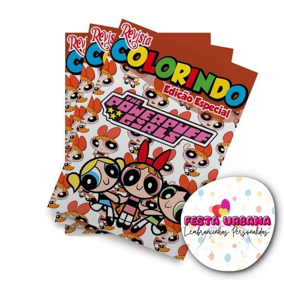 Livro de Colorir As Meninas Superpoderosa | Kit Colorir com Giz | Lembrancinha Festa Infantil