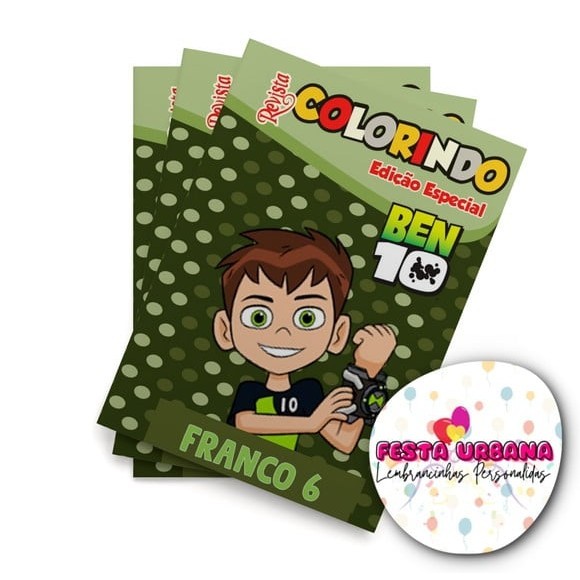 Livrinho para colorir Ben 10 Revistinha de colorir Lembrancinha personalizada Festa infantil Atividades para Pintar