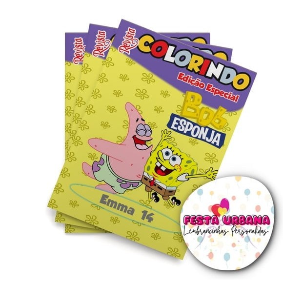 Livrinho para colorir Bob Esponja Revistinha de colorir Lembrancinha personalizada Festa infantil Atividades para Pintar