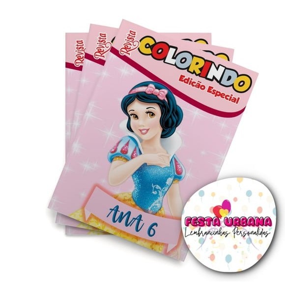 Livrinho para colorir Branca de Neve Revistinha de colorir Lembrancinha personalizada Festa infantil Atividades para Pintar